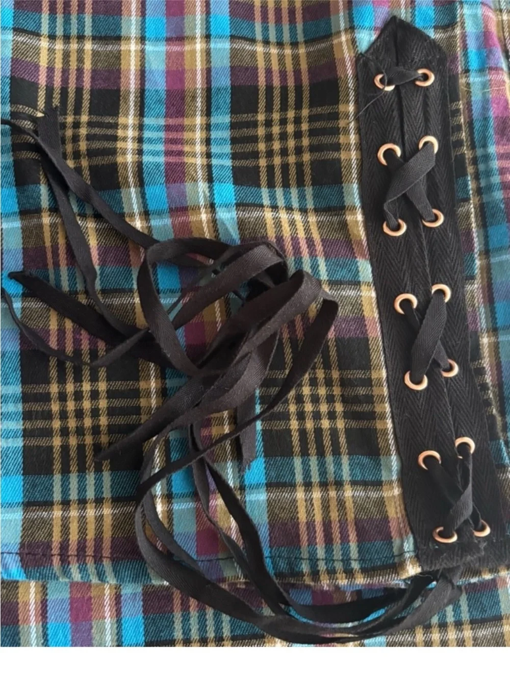Savage x Fenty Tartan Tied Up Pj Raw Hem Sleep Shirt Xl